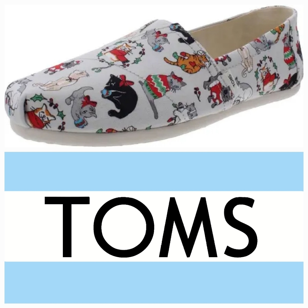 Toms Belmont Slip-On Christmas Holiday Cats Edition